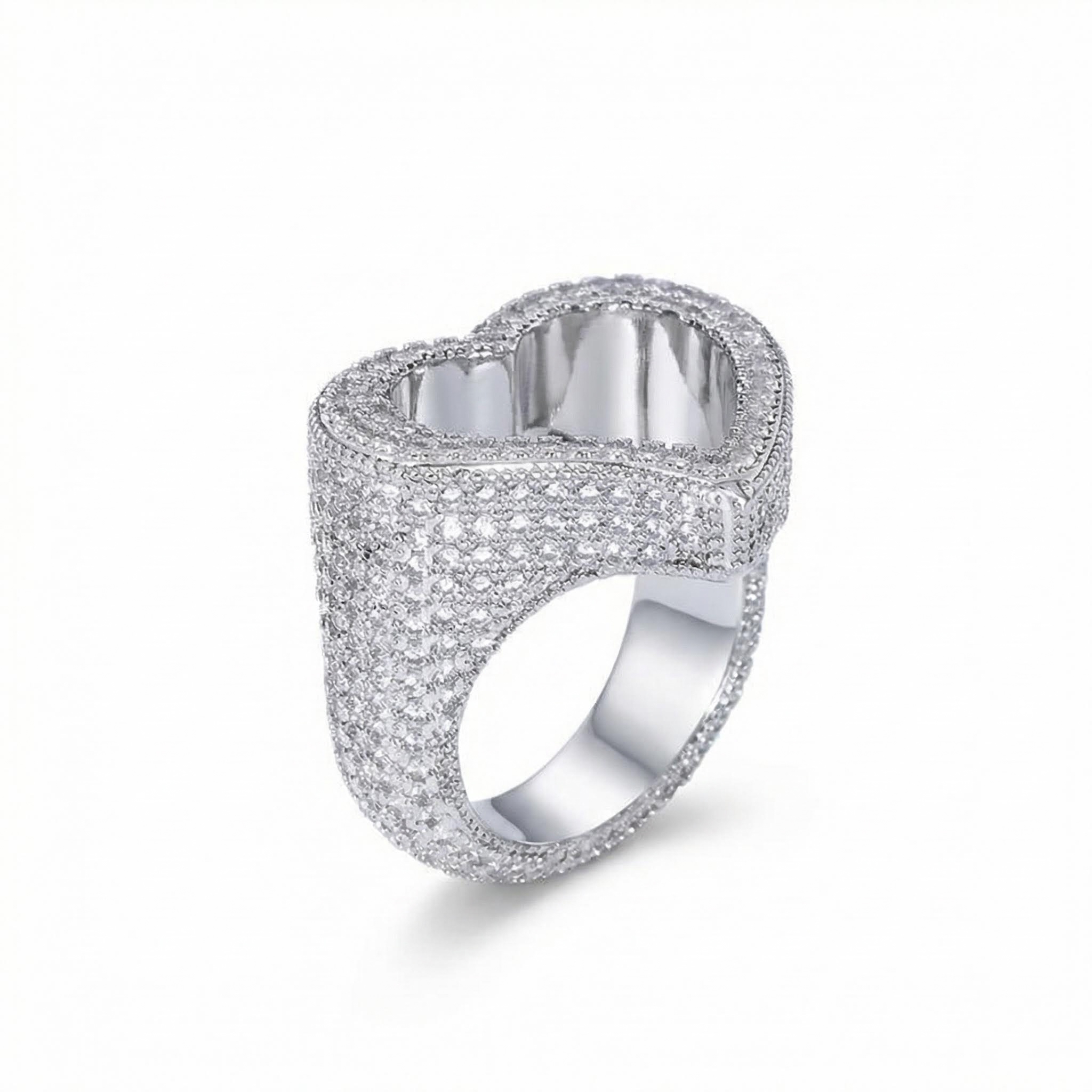 Iced Out Hollow Heart Ring Gold With Street Luxury Shine - Image 3