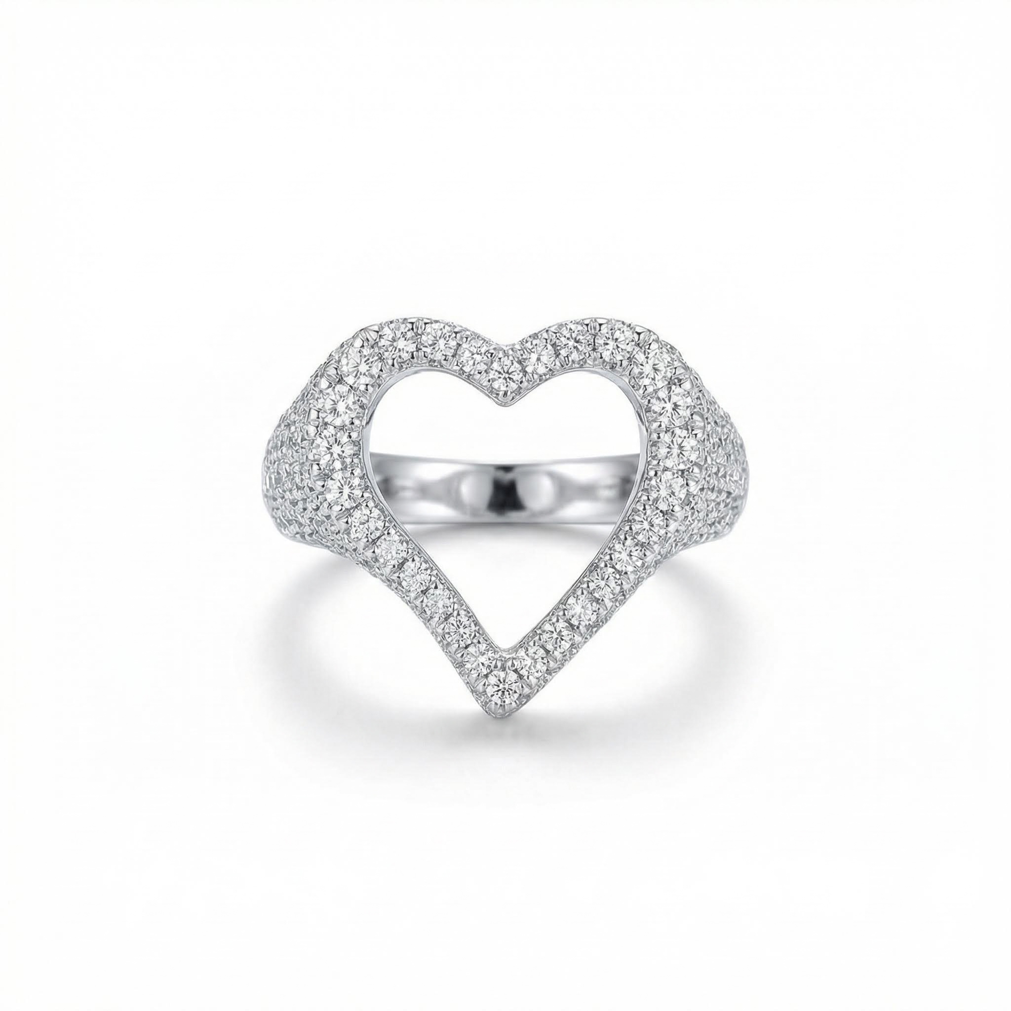 Iced Out Hollow Heart Ring Gold With Street Luxury Shine