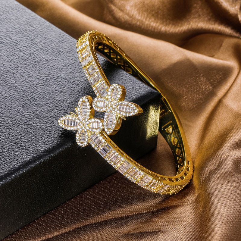 Iced Out Baguette Cut Butterfly Bangle Bracelet With Street Luxury Shine - Image 10