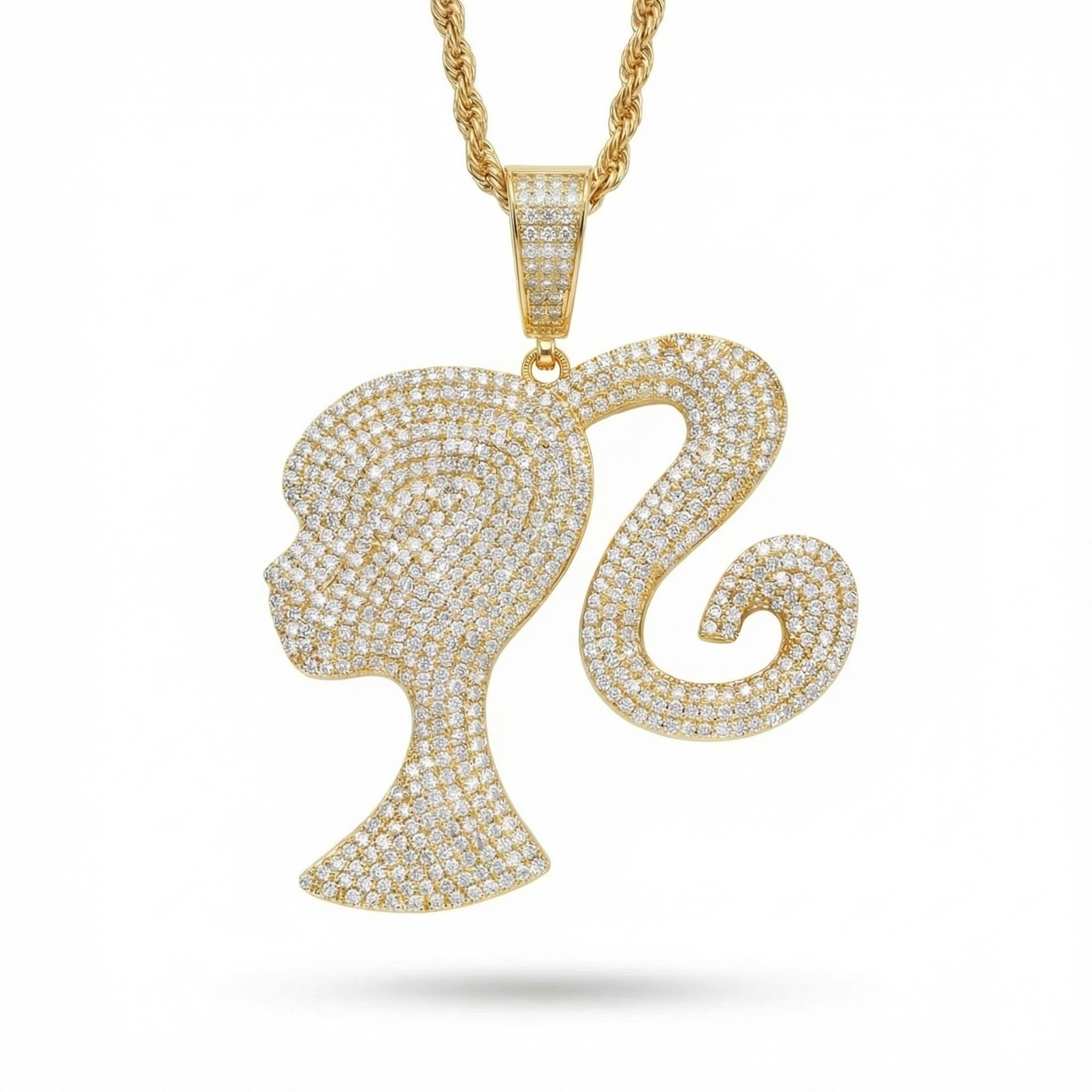 Iced Out Girl Pendant Gold Premium Look Without Heavy Price - Image 4