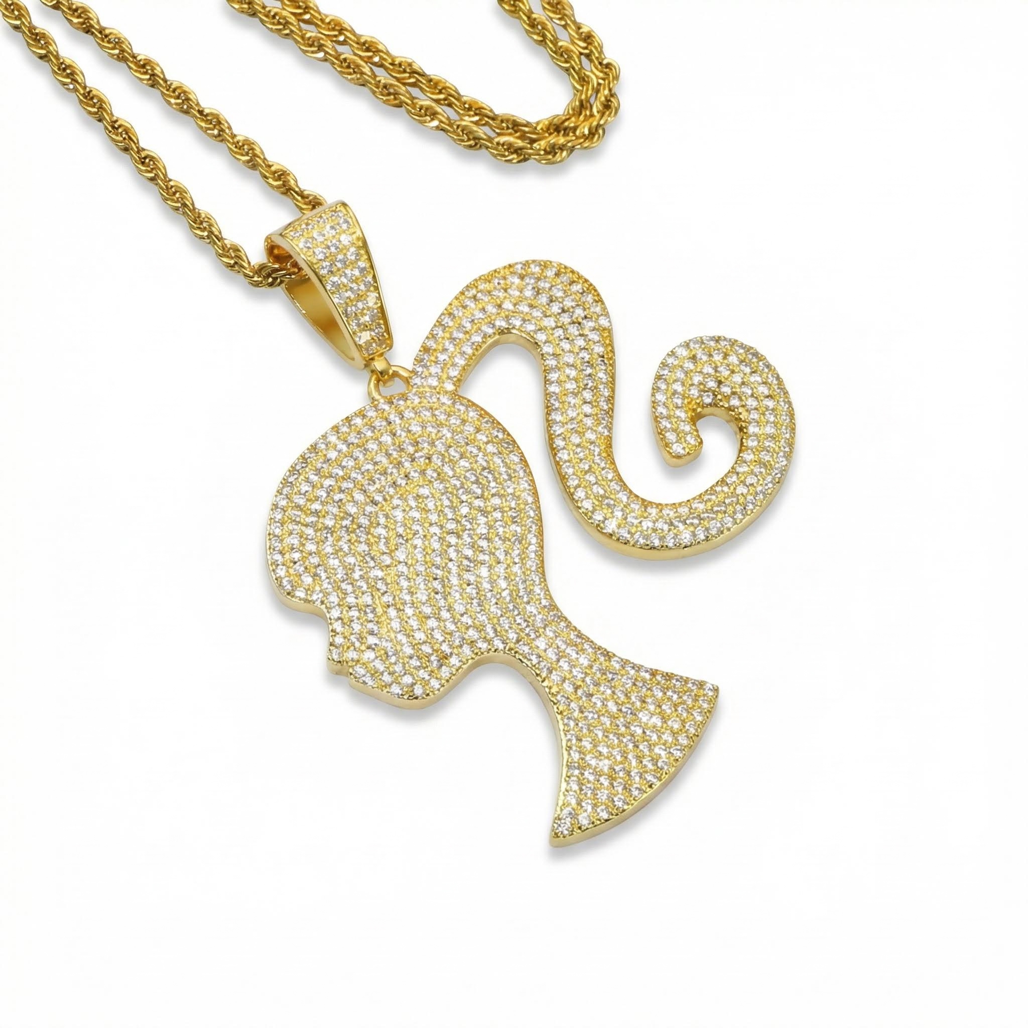 Iced Out Girl Pendant Gold Premium Look Without Heavy Price - Image 5