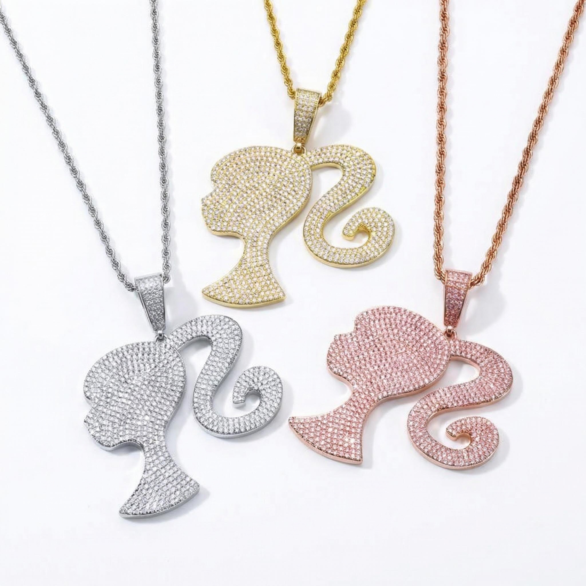 Iced Out Girl Pendant Gold Premium Look Without Heavy Price - Image 7