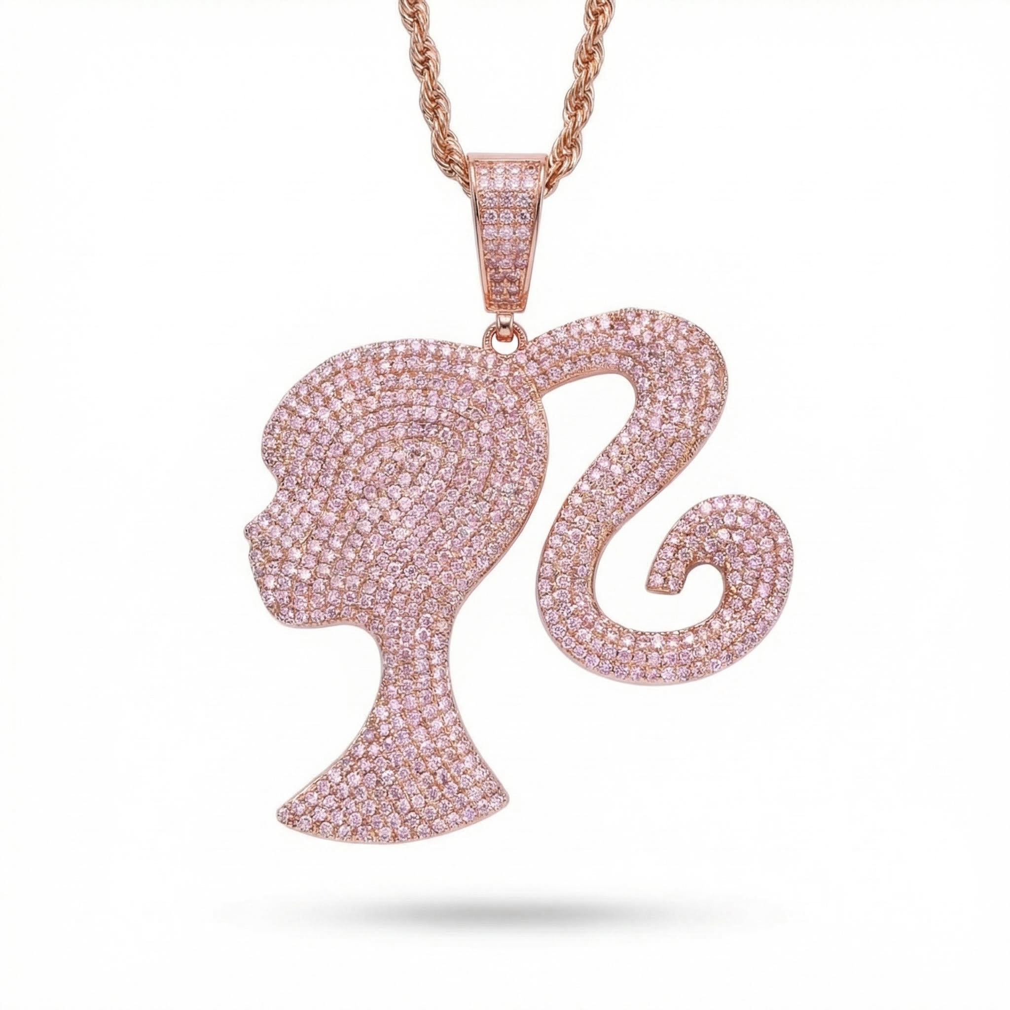 Iced Out Girl Pendant Gold Premium Look Without Heavy Price