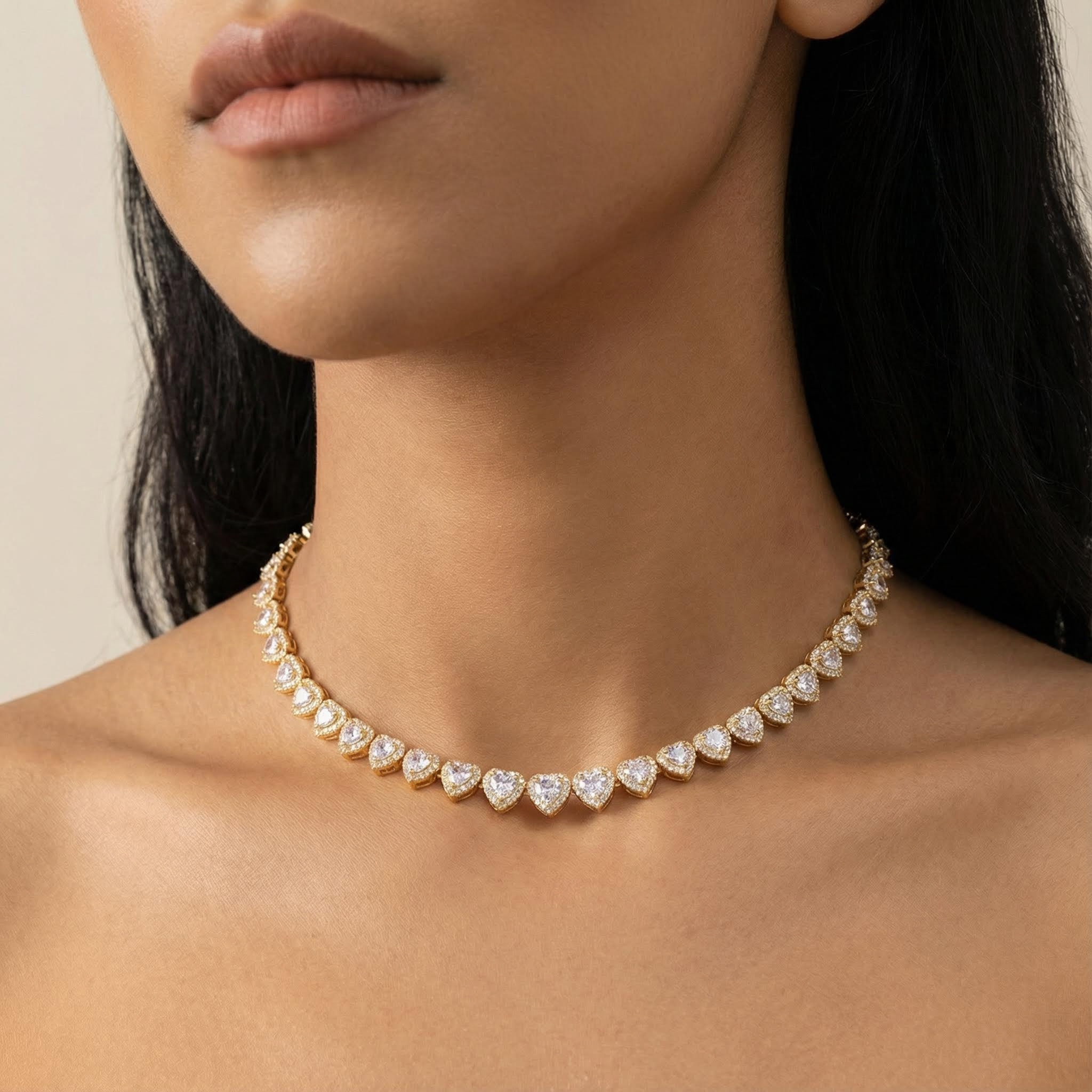 Iced Out 10mm Heart Cluster Tennis Chain Choker With Street Luxury Shine - Image 3