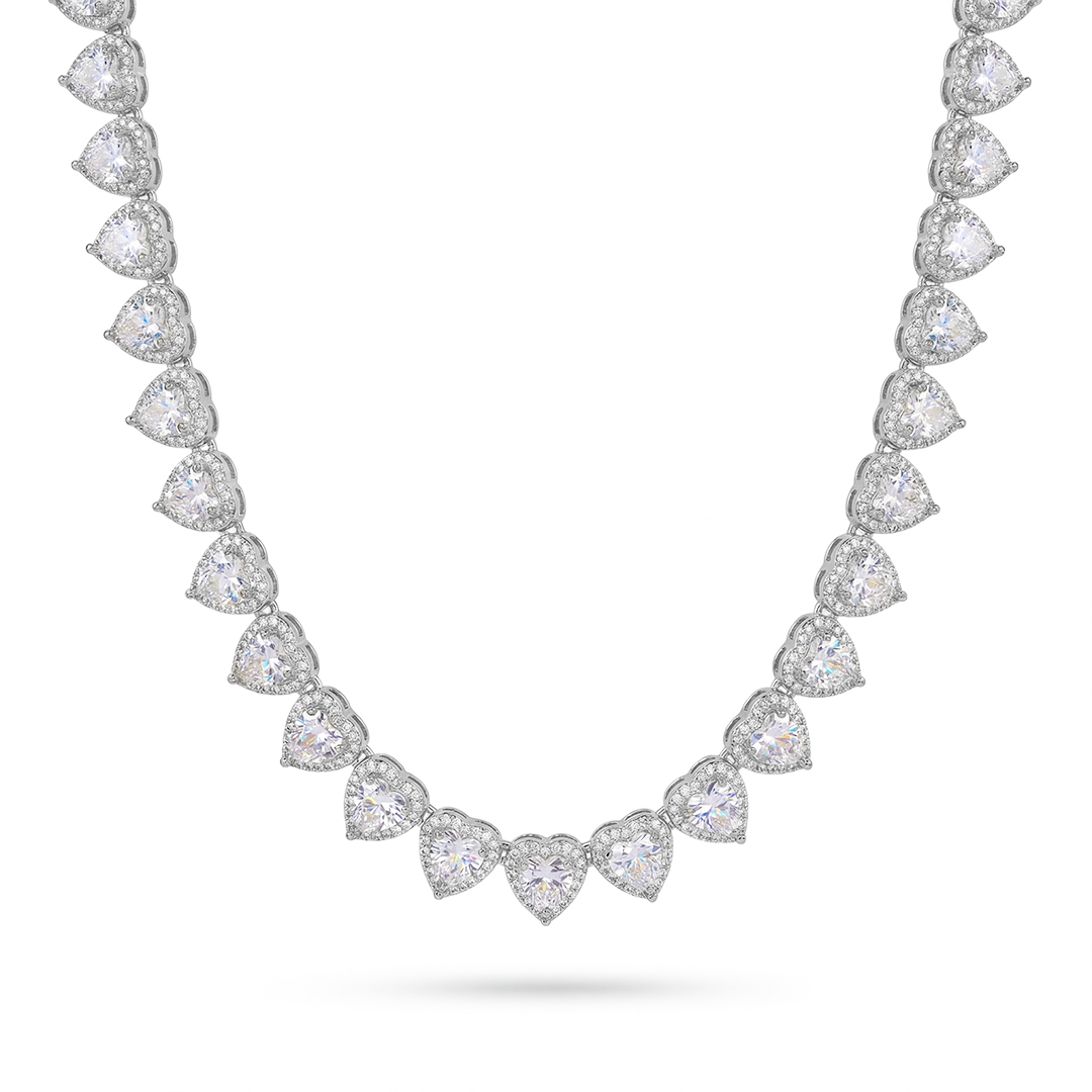 Iced Out 10mm Heart Cluster Tennis Chain Choker With Street Luxury Shine - Image 4