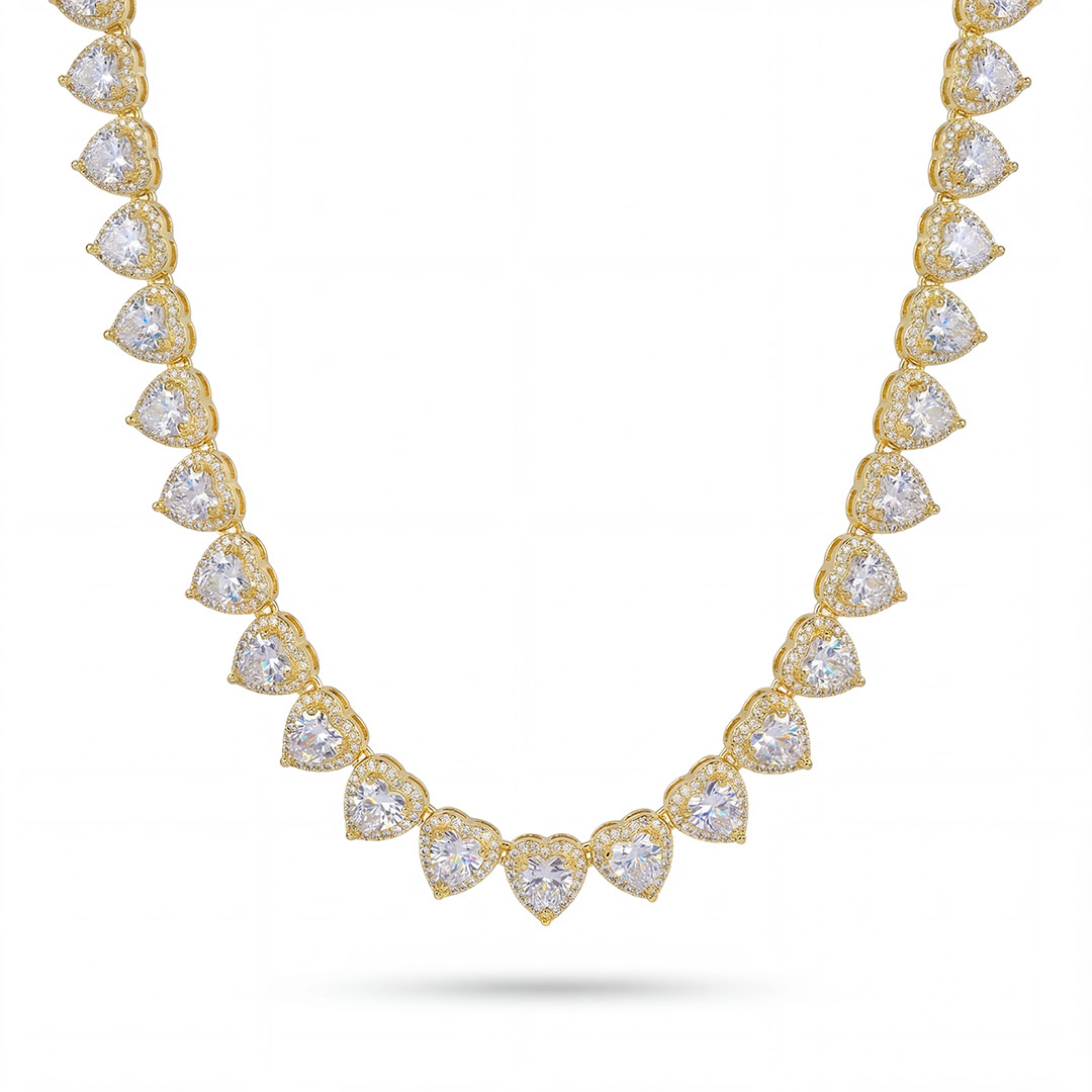 Iced Out 10mm Heart Cluster Tennis Chain Choker With Street Luxury Shine