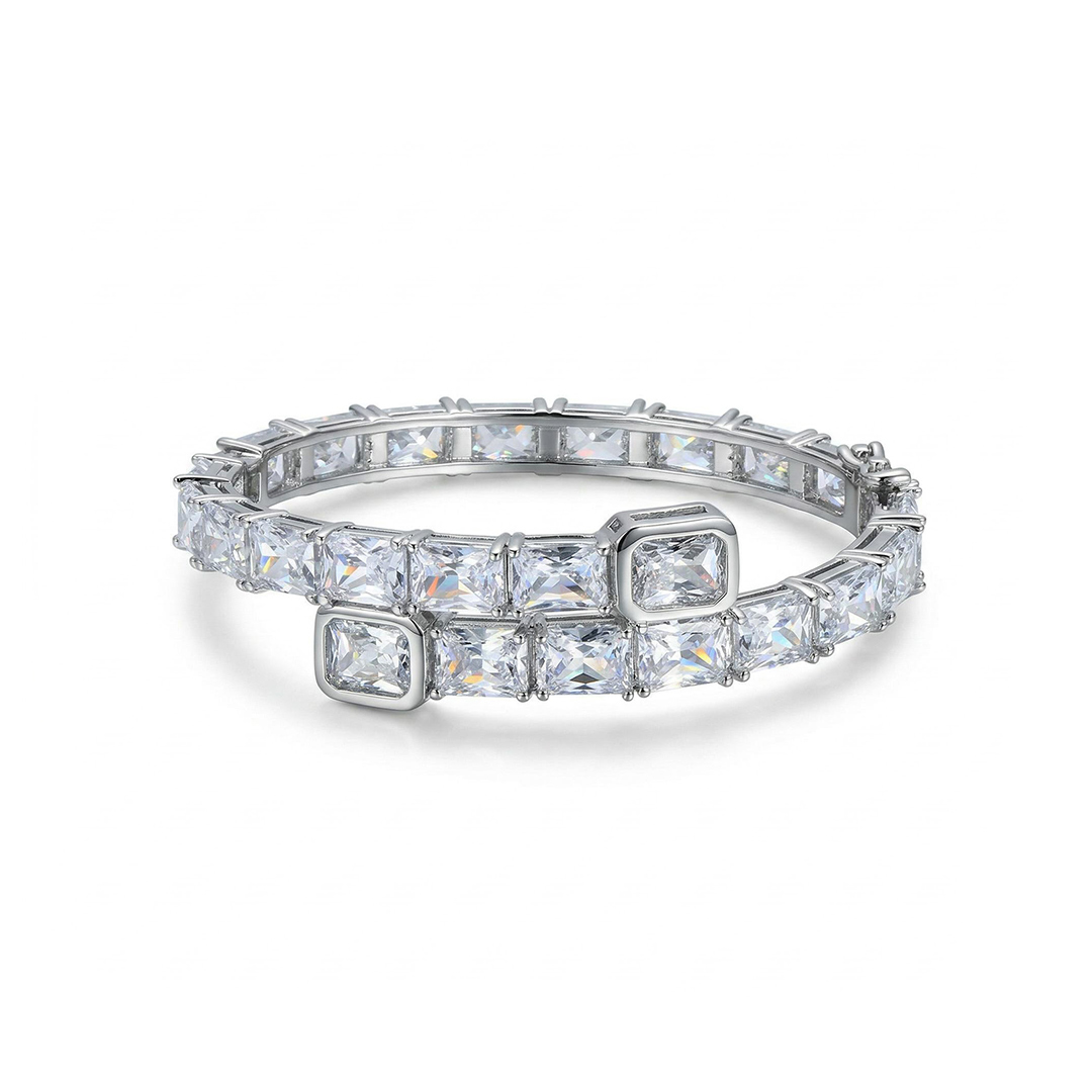 Iced Out Emerald Cut Bangle Bracelet With Street Luxury Shine - Image 3