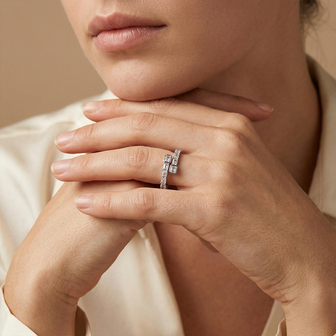 Iced Out Emerald Cut Bangle Bracelet With Street Luxury Shine - Image 4