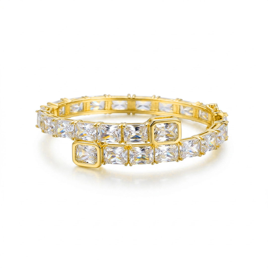 Iced Out Emerald Cut Bangle Bracelet With Street Luxury Shine - Image 5