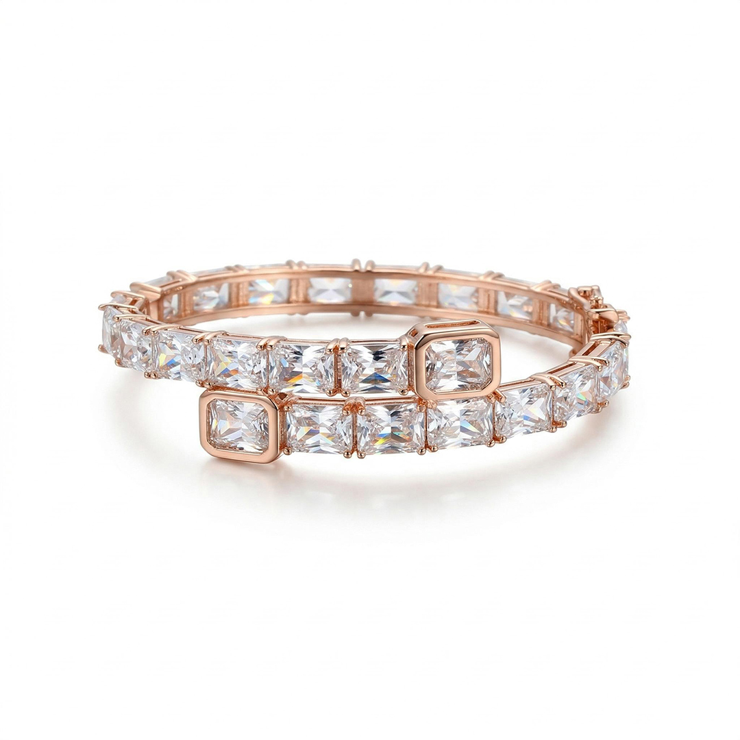 Iced Out Emerald Cut Bangle Bracelet With Street Luxury Shine - Image 6