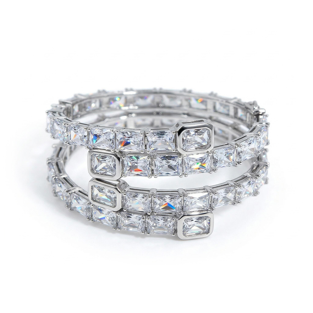 Iced Out Emerald Cut Bangle Bracelet With Street Luxury Shine - Image 7