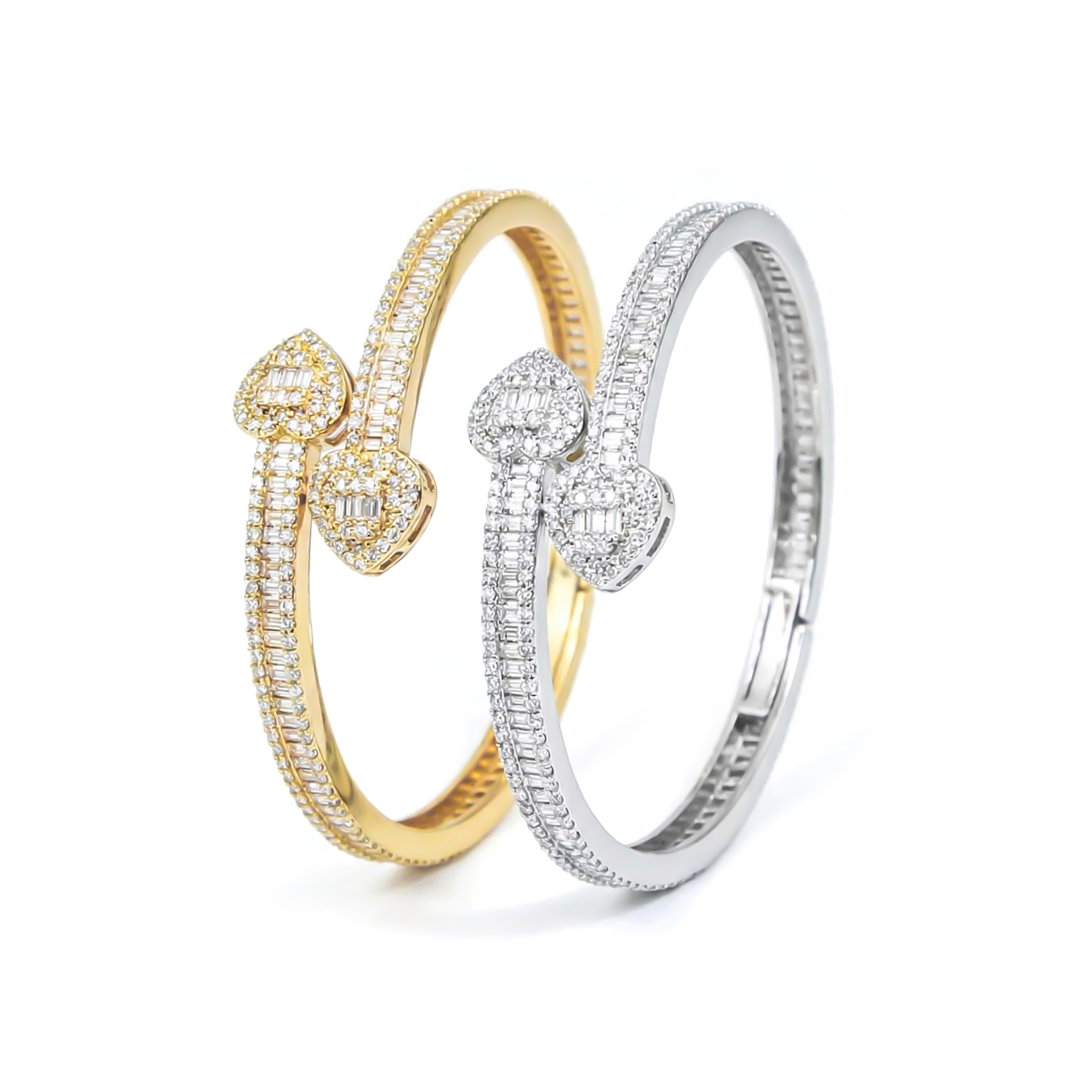 Iced Out Heart Baguette Cut Bangle Bracelet With Street Luxury Shine - Image 5