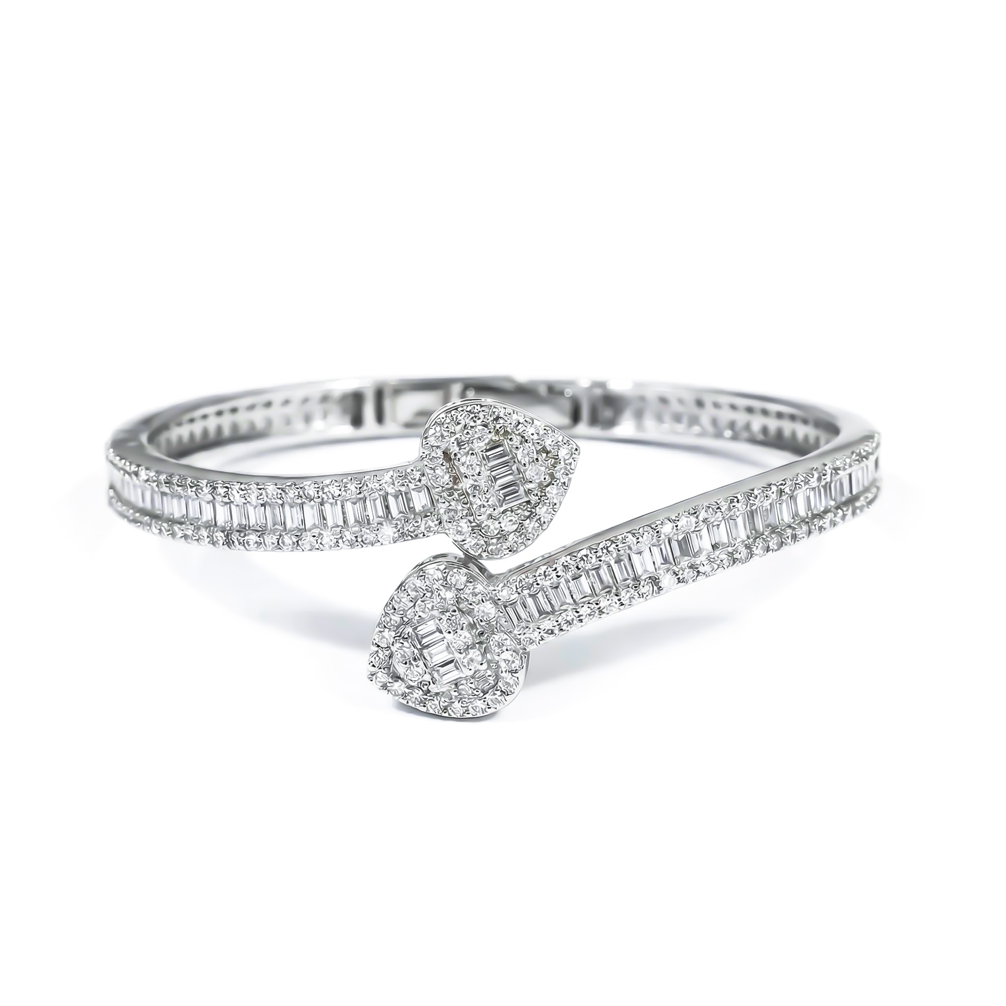 Iced Out Heart Baguette Cut Bangle Bracelet With Street Luxury Shine - Image 6