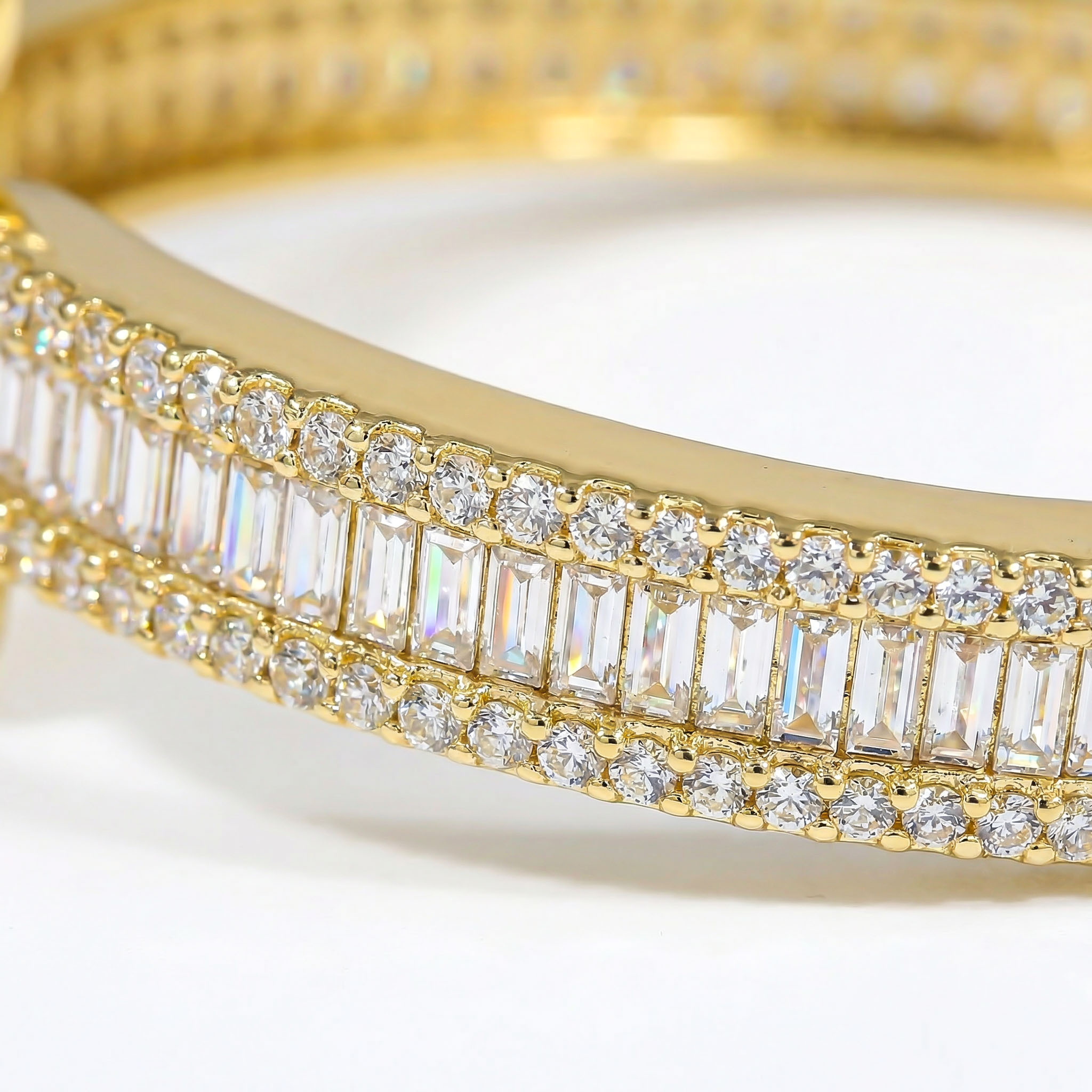 Iced Out Heart Baguette Cut Bangle Bracelet With Street Luxury Shine - Image 8