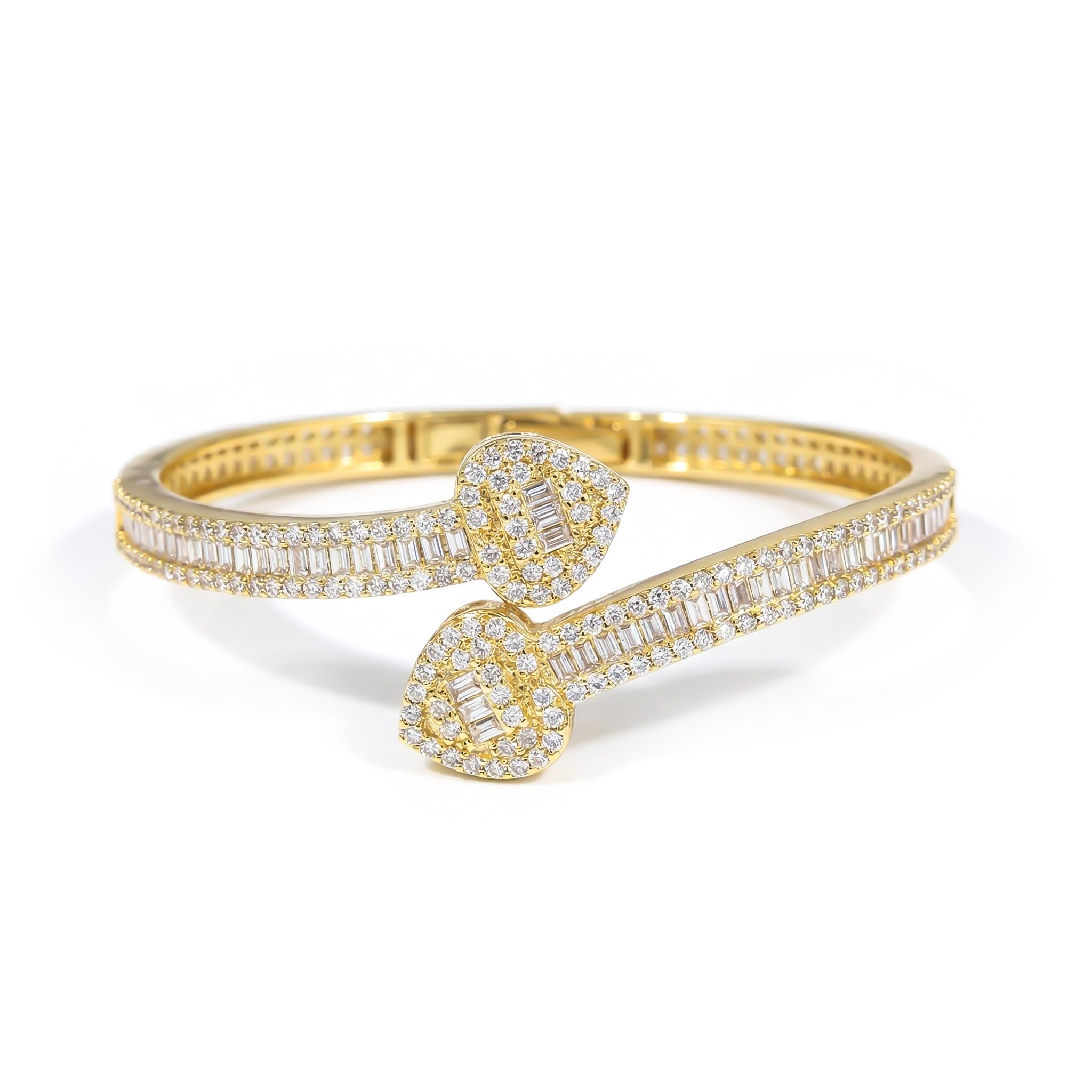 Iced Out Heart Baguette Cut Bangle Bracelet With Street Luxury Shine