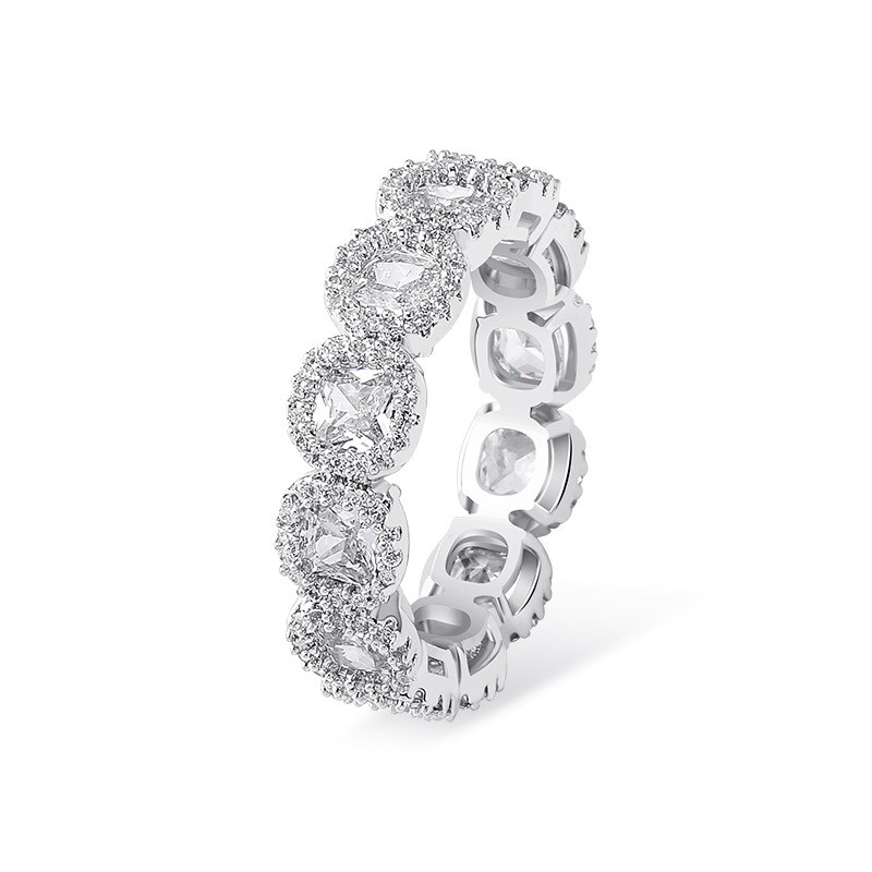 Iced Out Pink Clustered Band Ring Gold With Street Luxury Shine - Image 3