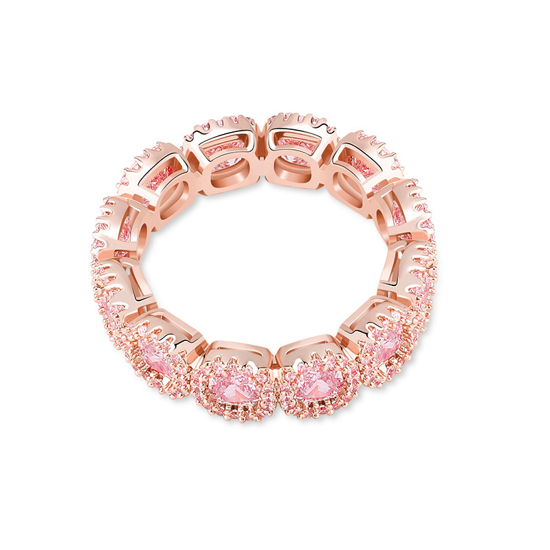 Iced Out Pink Clustered Band Ring Gold With Street Luxury Shine - Image 4