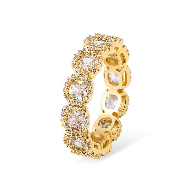 Iced Out Pink Clustered Band Ring Gold With Street Luxury Shine - Image 6