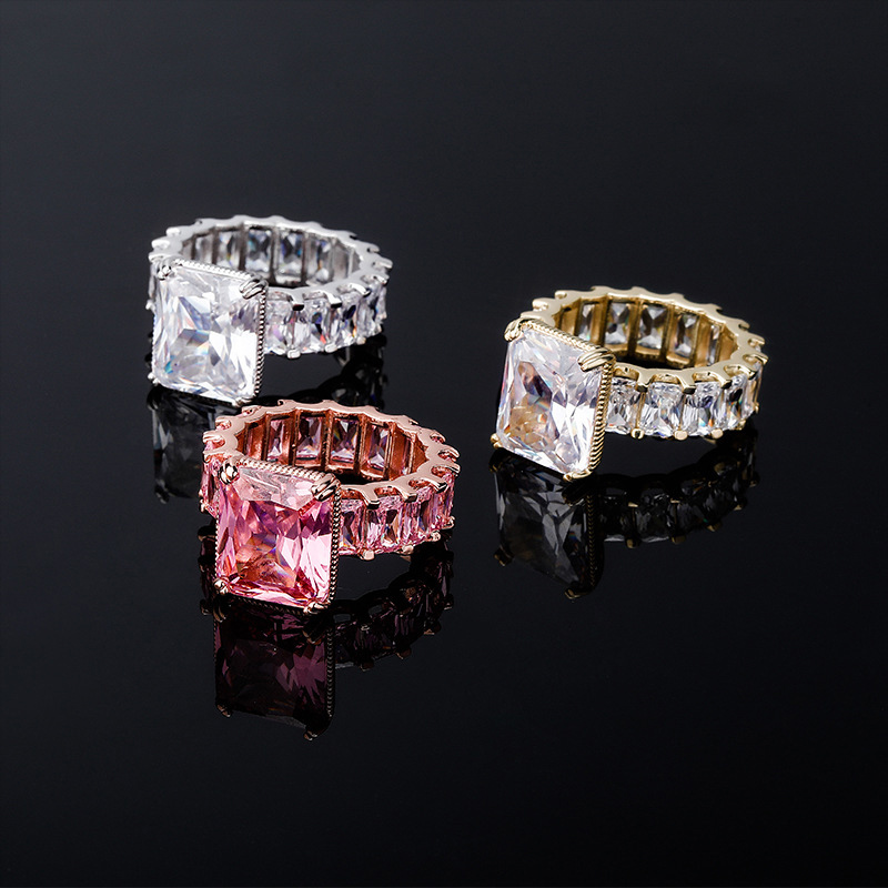 Iced Out Pink Emerald Cut Ring Gold With Street Luxury Shine - Image 5