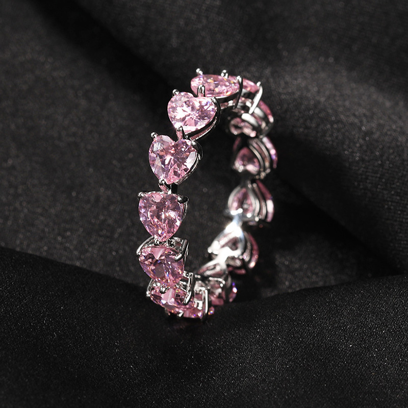 Pink Heart Cut Love Band Ring In White Gold With Street Luxury Shine - Image 4