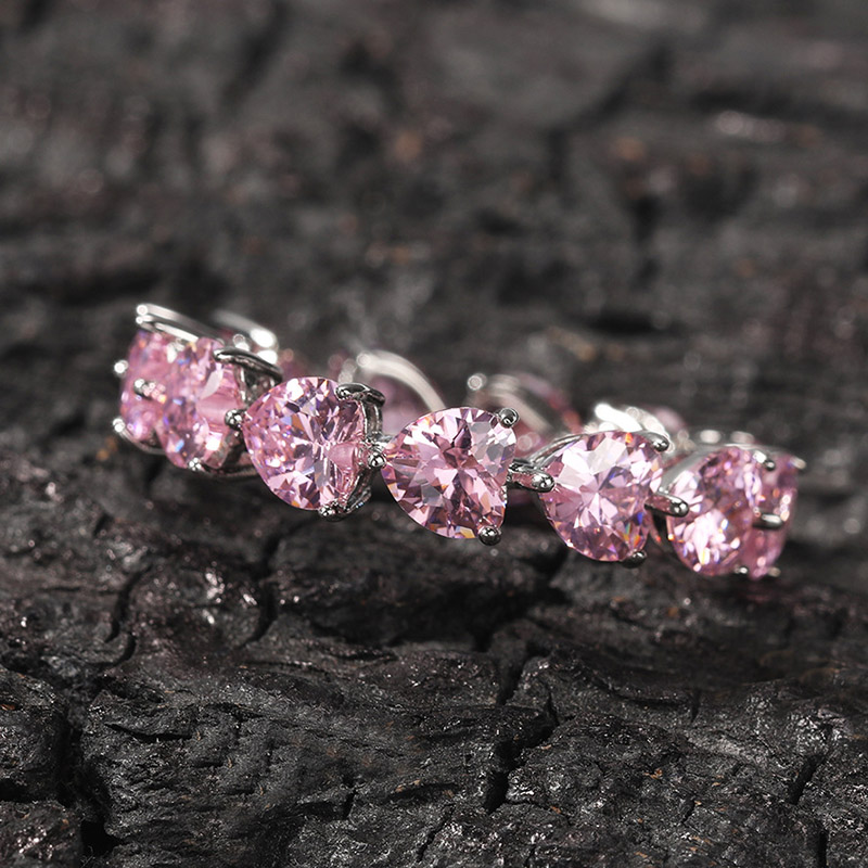 Pink Heart Cut Love Band Ring In White Gold With Street Luxury Shine - Image 5