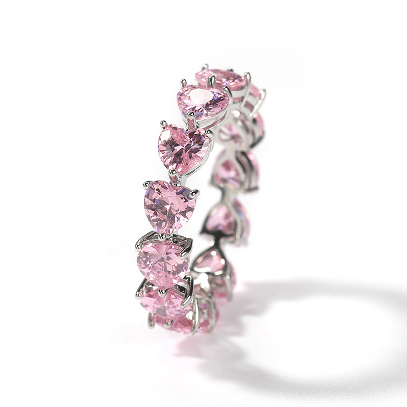 Pink Heart Cut Love Band Ring In White Gold With Street Luxury Shine