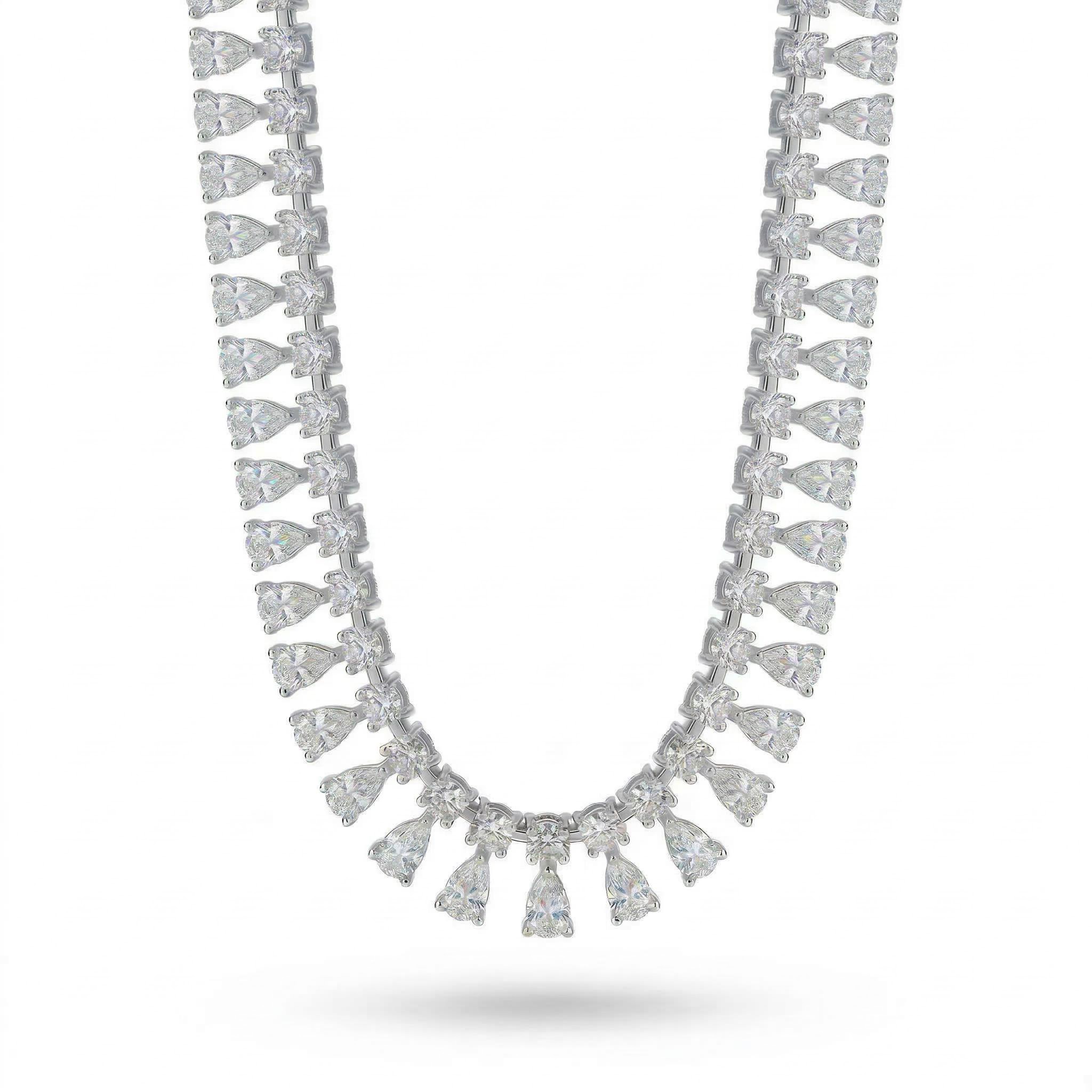 Iced Out Pear Cut Tennis Necklace Gold With Street Luxury Shine - Image 4