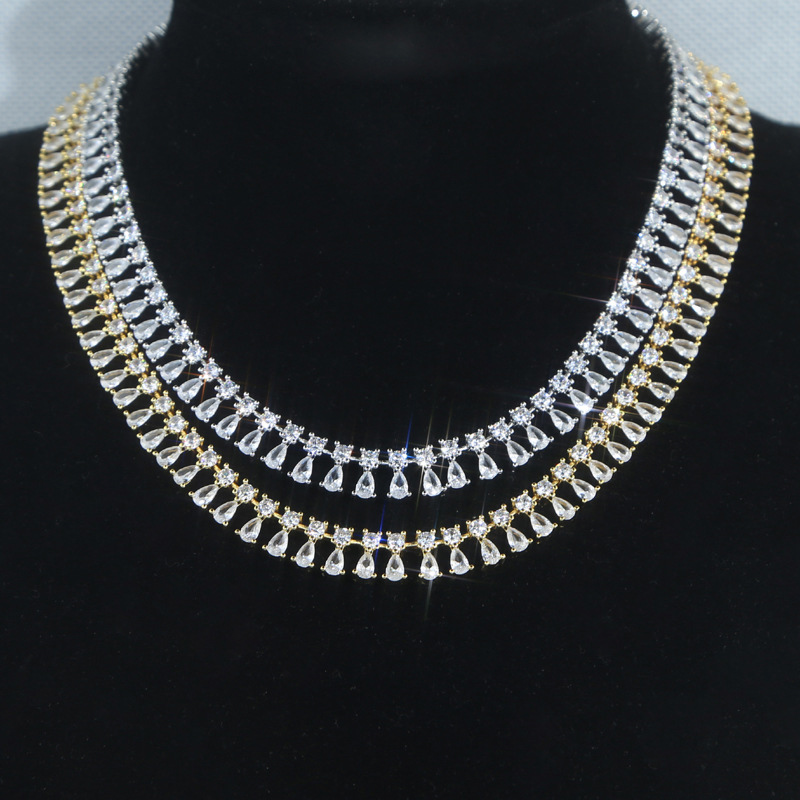 Iced Out Pear Cut Tennis Necklace Gold With Street Luxury Shine - Image 5