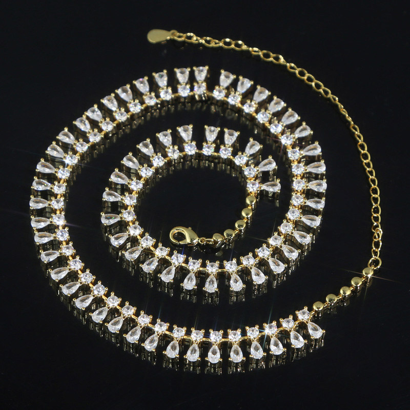 Iced Out Pear Cut Tennis Necklace Gold With Street Luxury Shine - Image 6