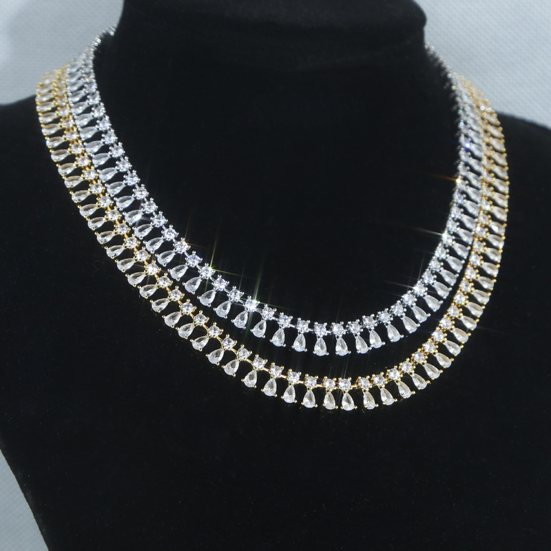 Iced Out Pear Cut Tennis Necklace Gold With Street Luxury Shine - Image 7