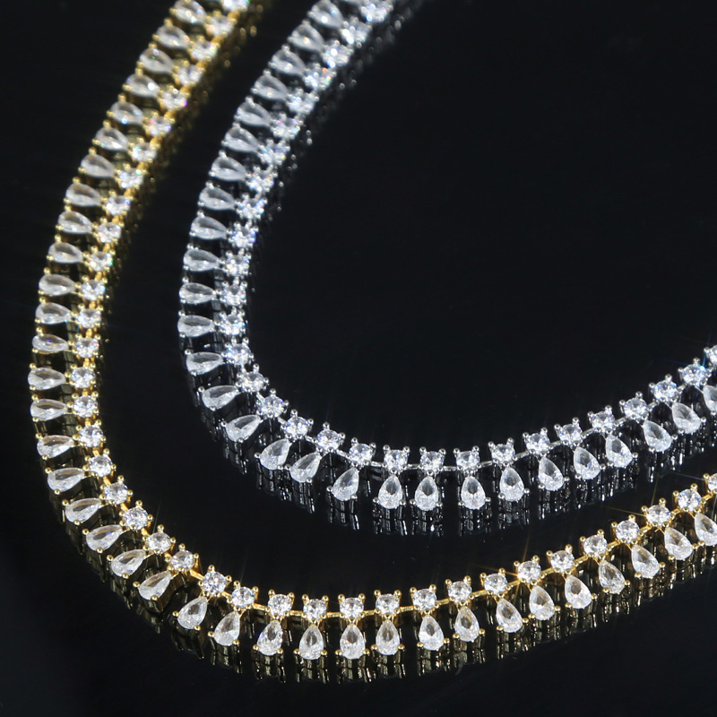 Iced Out Pear Cut Tennis Necklace Gold With Street Luxury Shine - Image 8