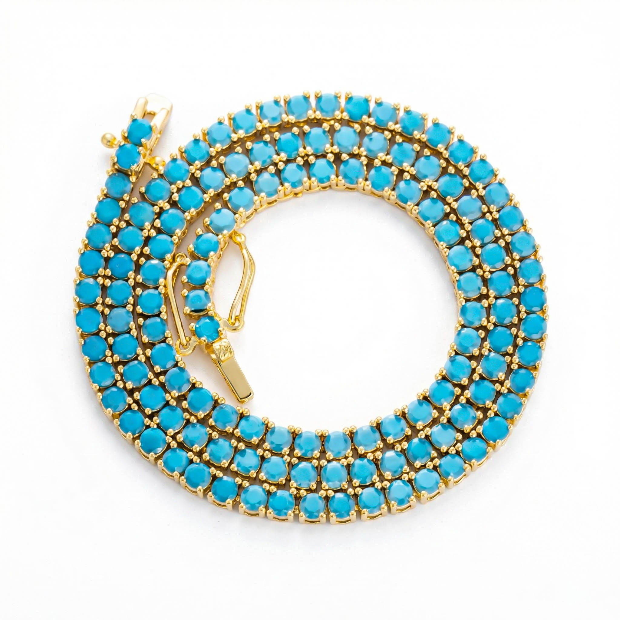 3mm Turquoises Paved Tennis Chain Necklace Gold With Street Luxury Shine - Image 4