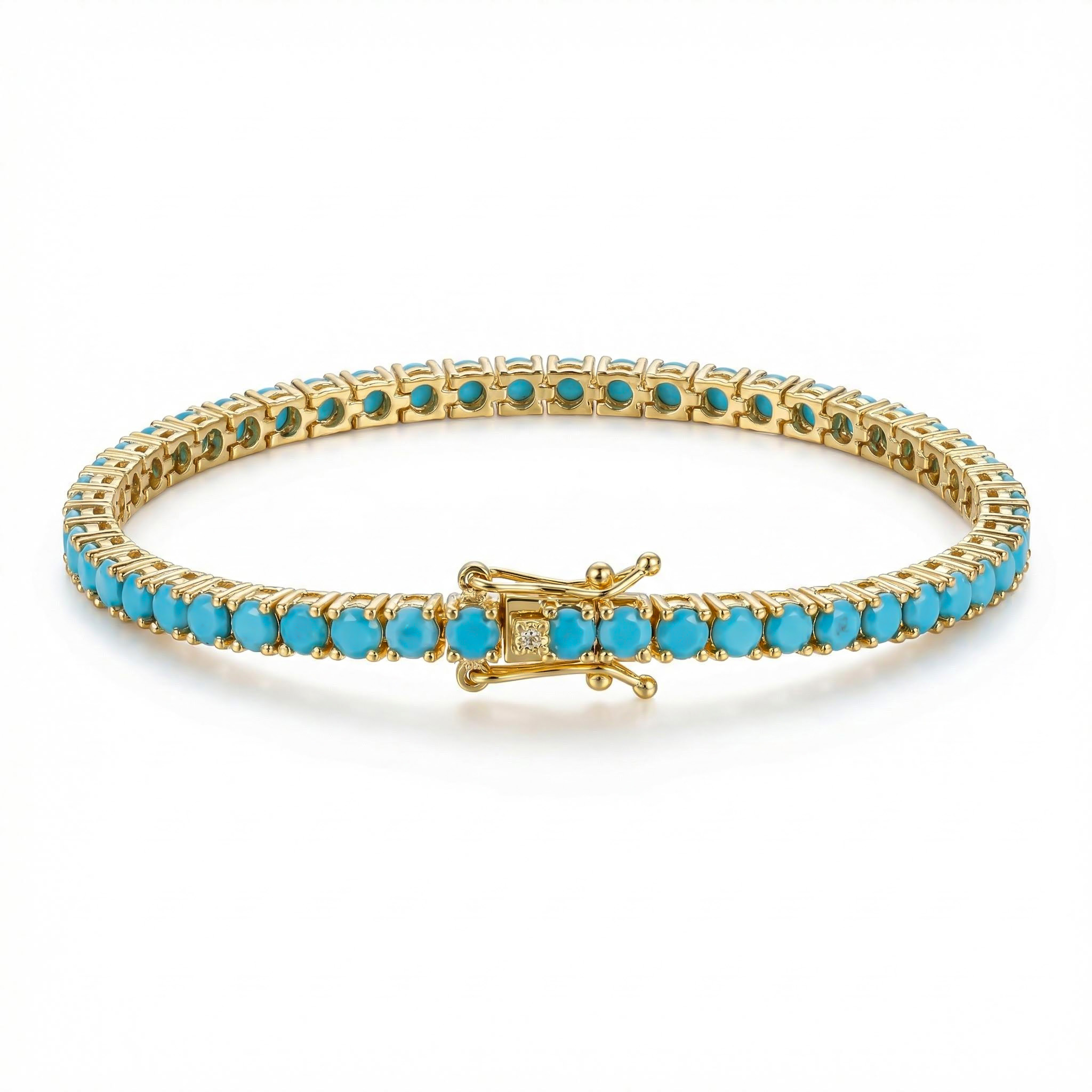 3mm Turquoises Paved Tennis Chain Necklace Gold With Street Luxury Shine - Image 6