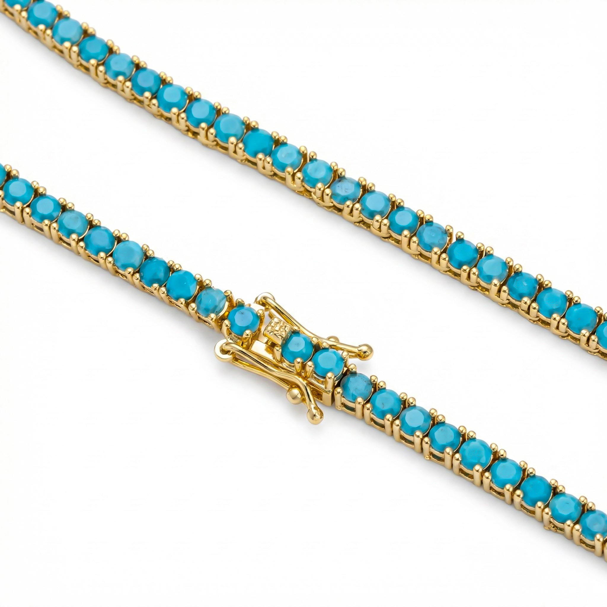 3mm Turquoises Paved Tennis Chain Necklace Gold With Street Luxury Shine - Image 7