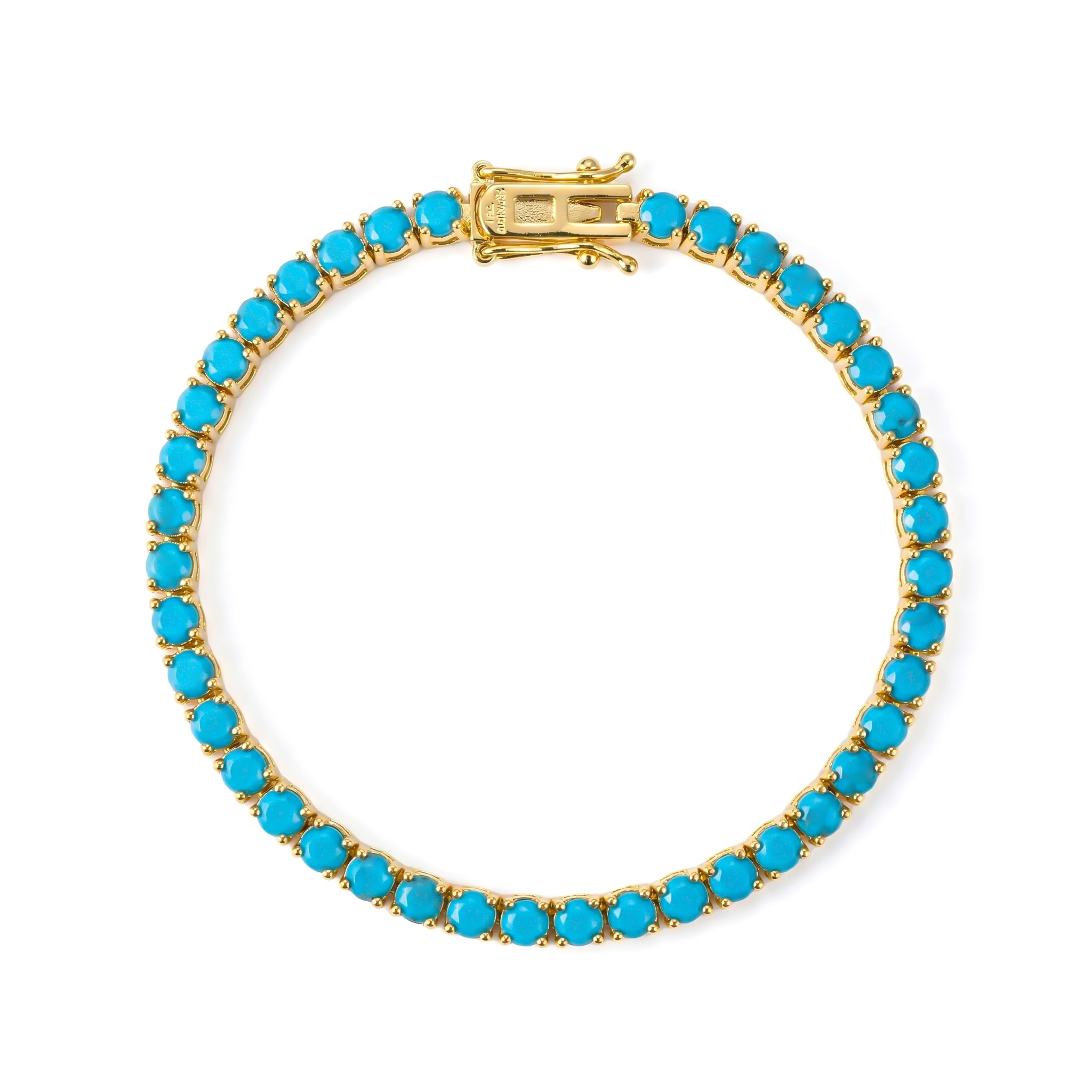 3mm Turquoises Paved Tennis Chain Bracelet Gold With Street Luxury Shine - Image 4