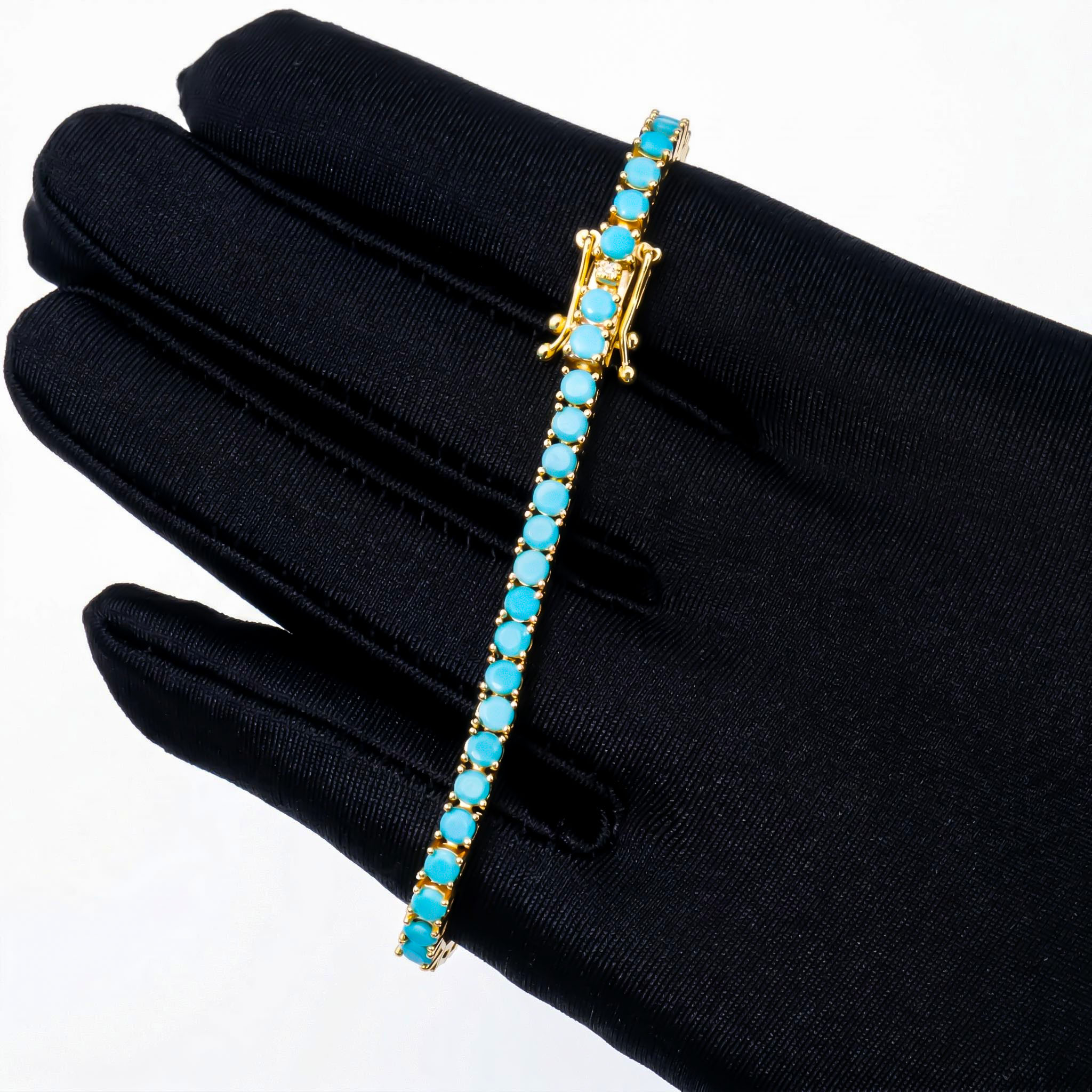 3mm Turquoises Paved Tennis Chain Bracelet Gold With Street Luxury Shine - Image 5