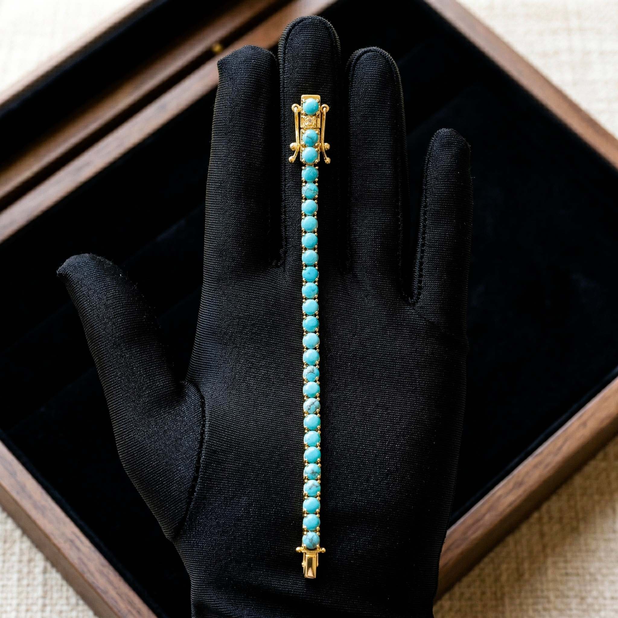 3mm Turquoises Paved Tennis Chain Bracelet Gold With Street Luxury Shine - Image 6