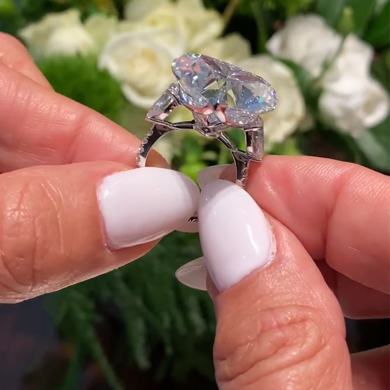 3-stones Forever Love Heart Cut S925 Silver Ring With Street Luxury Shine - Image 3