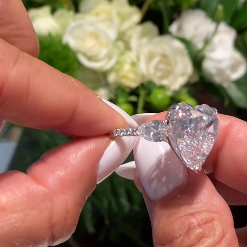3-stones Forever Love Heart Cut S925 Silver Ring With Street Luxury Shine - Image 4
