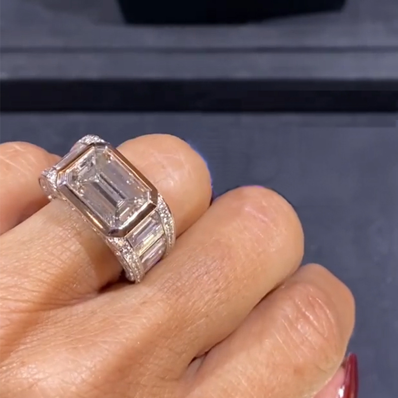 Emerald Cut S925 Silver Stylish Ring Made For Street Luxury Energy - Image 3