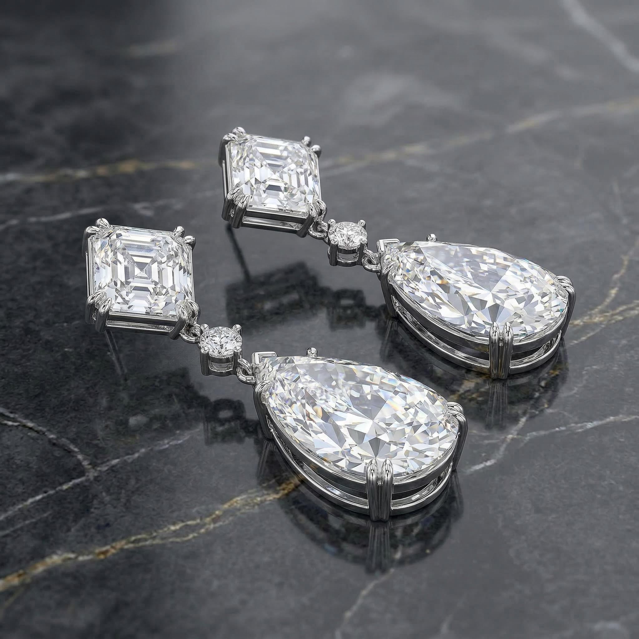 Luxury Asscher Cut And Pear Cut Diamond S925 Silver Earrings Iced Out - Image 4