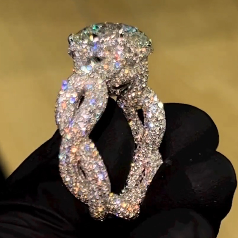Stunning Micro Paved Twist S925 Silver Ring With Street Luxury Shine - Image 5
