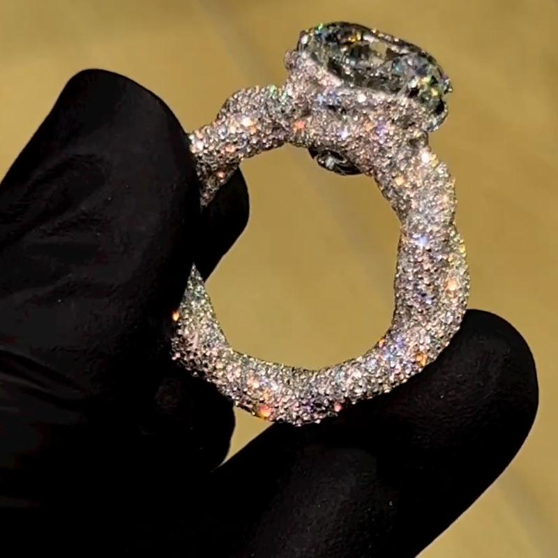 Stunning Micro Paved Twist S925 Silver Ring With Street Luxury Shine