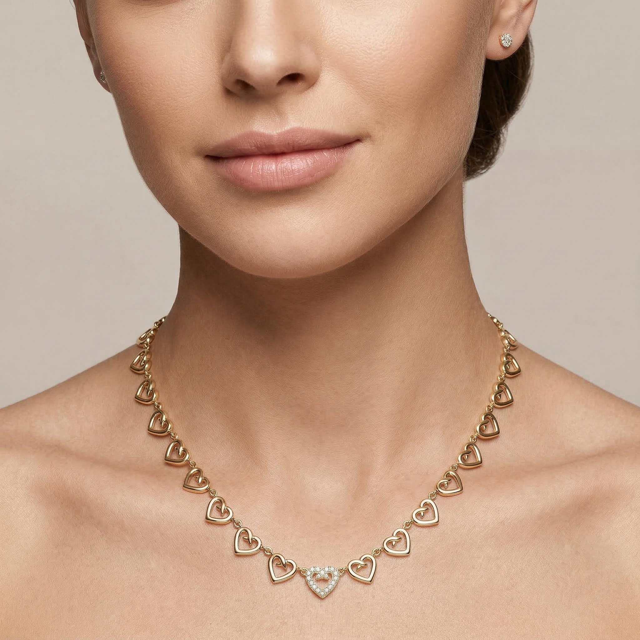 Heart-shaped Choker Necklace Bold Statement Style With Street Luxury - Image 3
