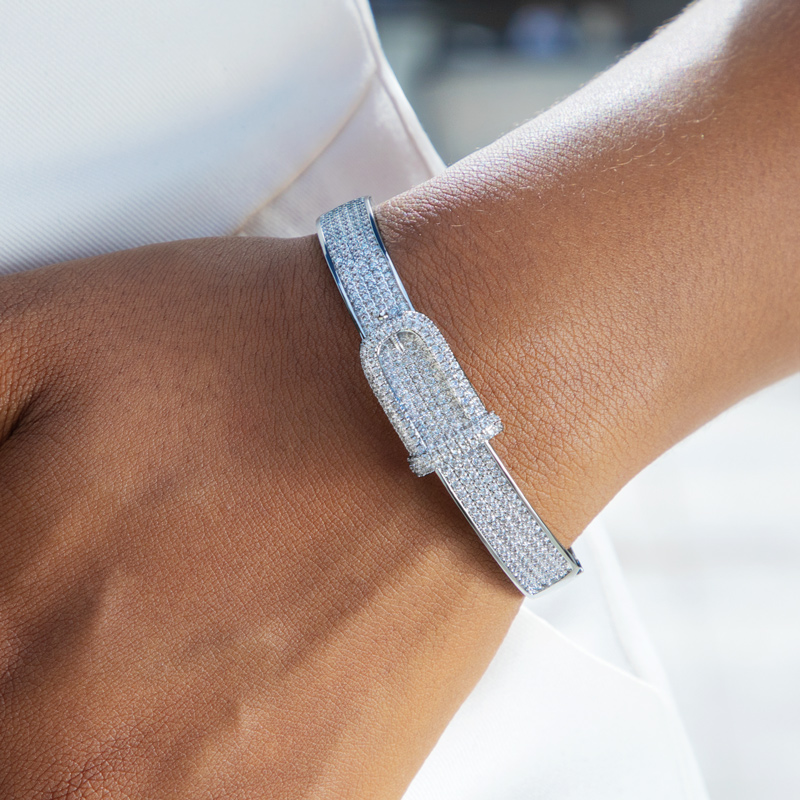 Iced Out Belt Buckle Bracelet Gold With Street Luxury Shine - Image 3