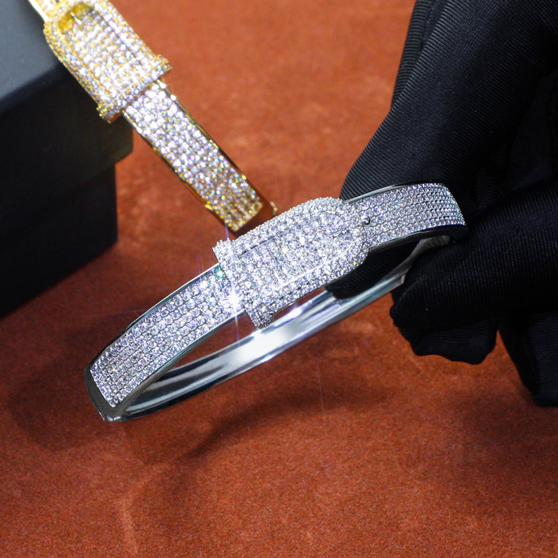 Iced Out Belt Buckle Bracelet Gold With Street Luxury Shine - Image 5
