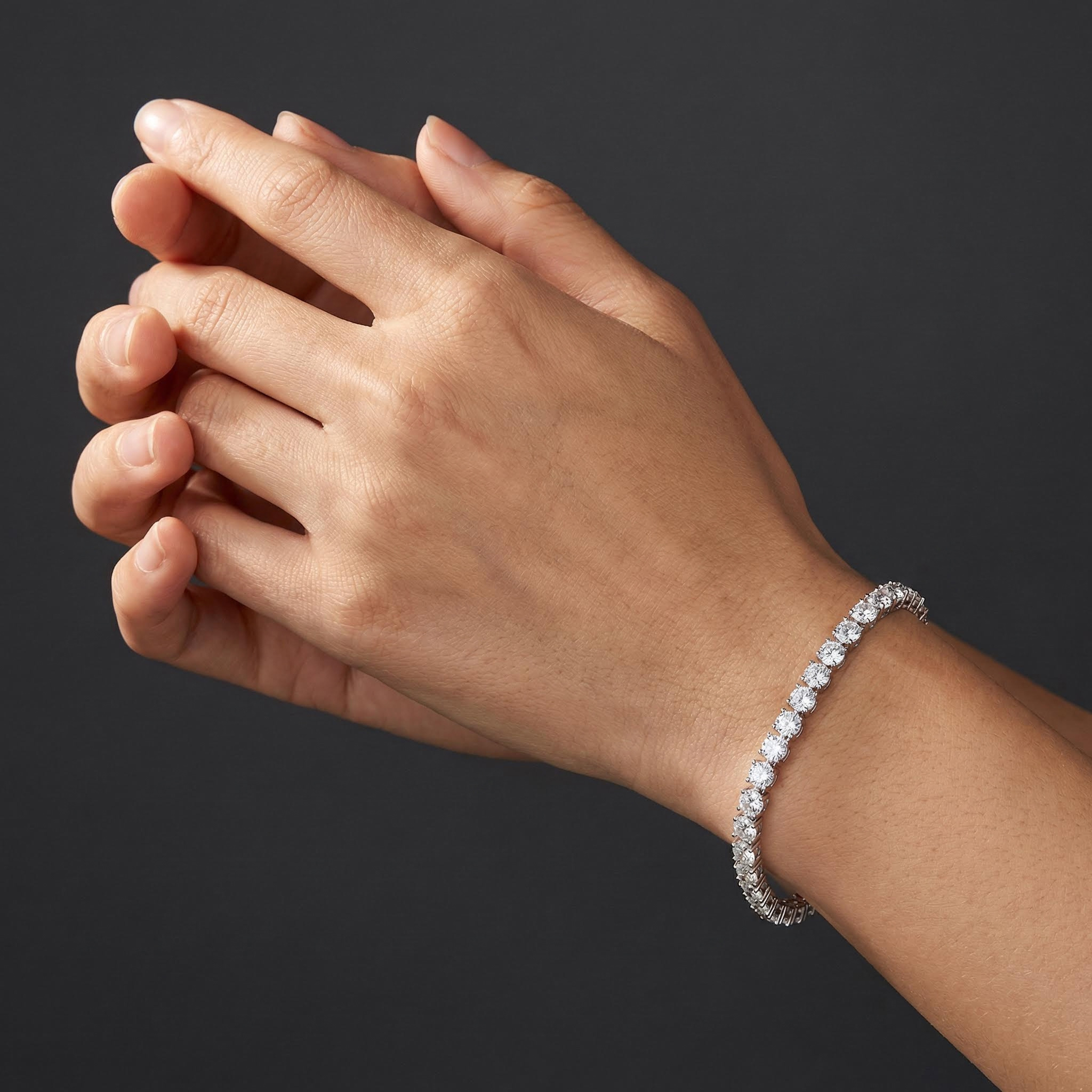 Iced Out Round Cut Tennis Bracelet In S925 Silver With Street Luxury Shine - Image 3