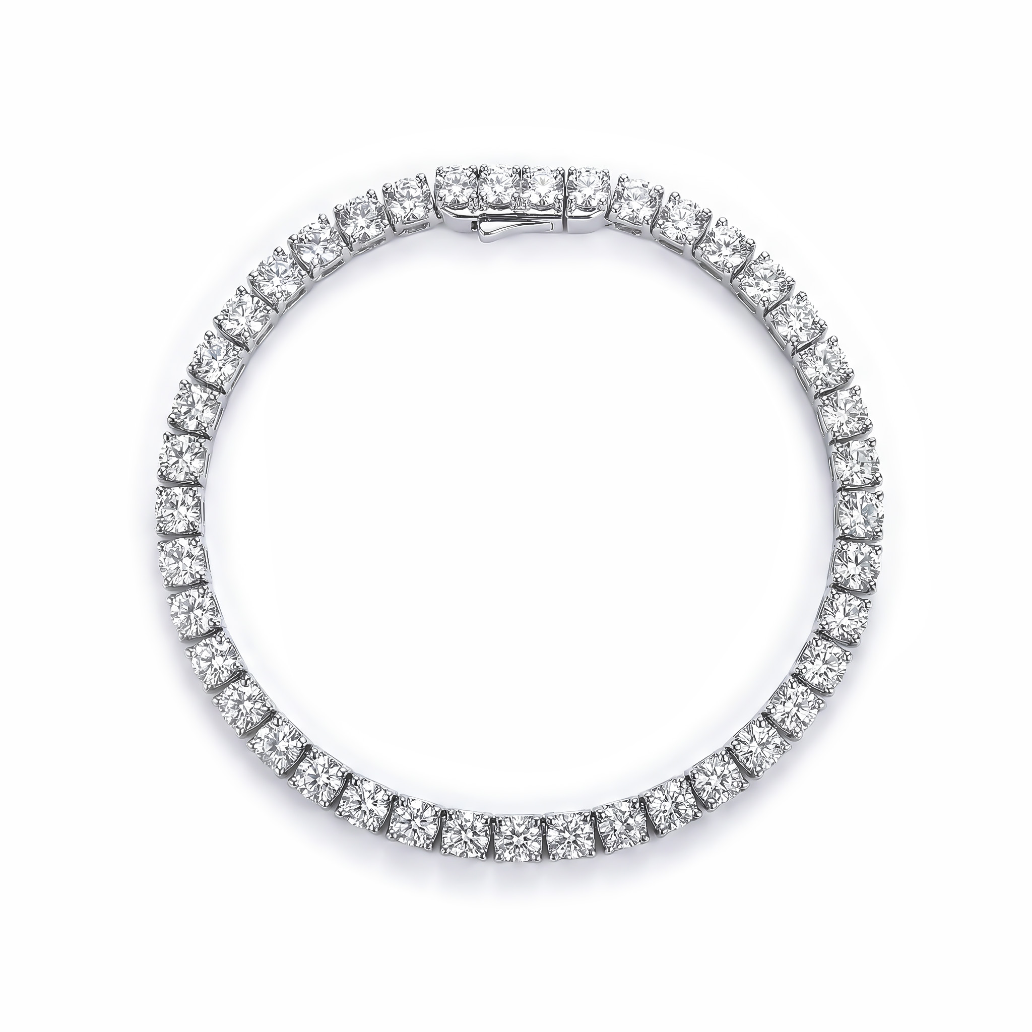 Iced Out Round Cut Tennis Bracelet In S925 Silver With Street Luxury Shine - Image 4