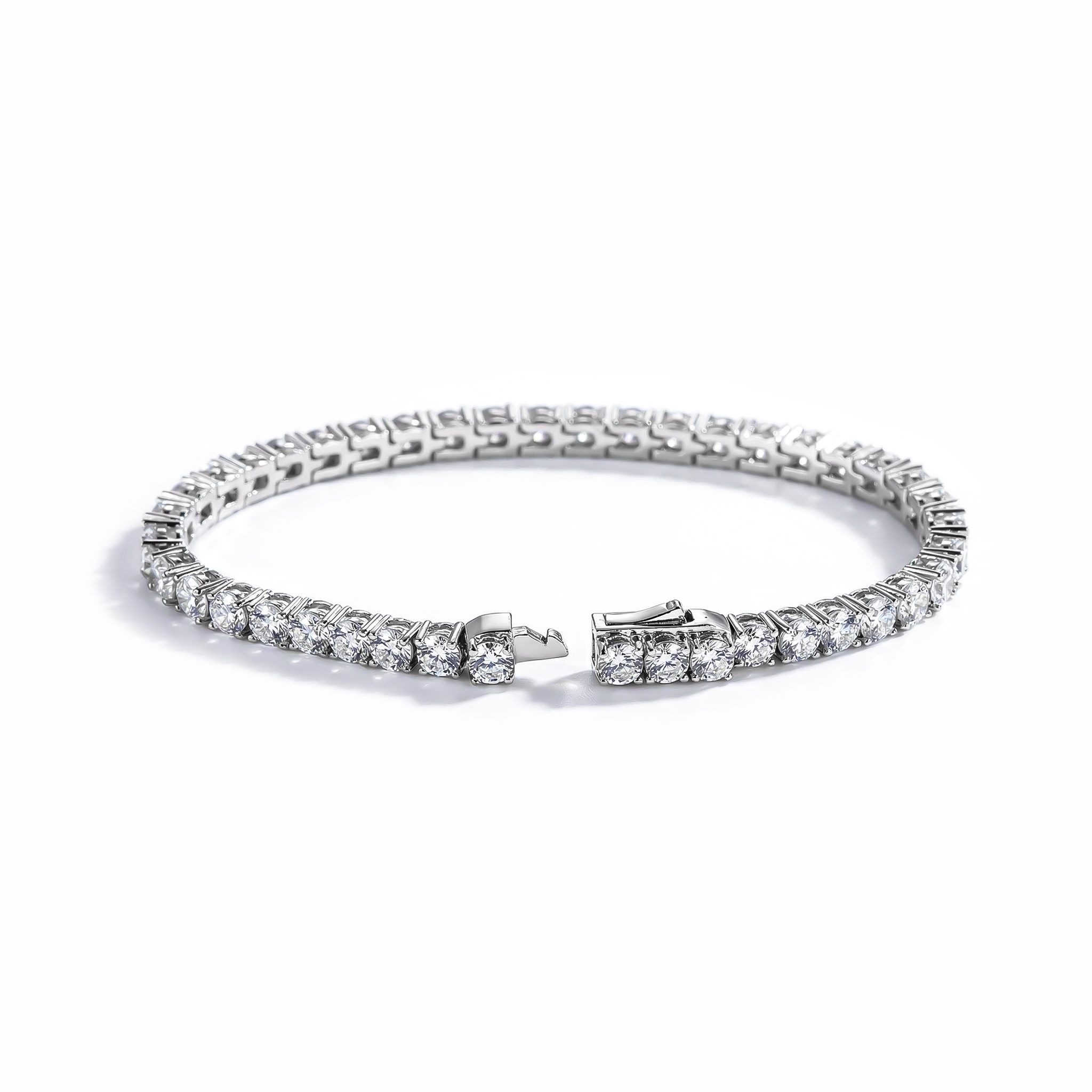 Iced Out Round Cut Tennis Bracelet In S925 Silver With Street Luxury Shine - Image 5