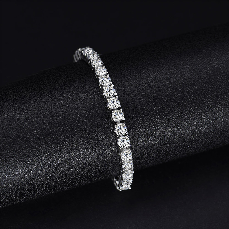 Iced Out Round Cut Tennis Bracelet In S925 Silver With Street Luxury Shine - Image 6